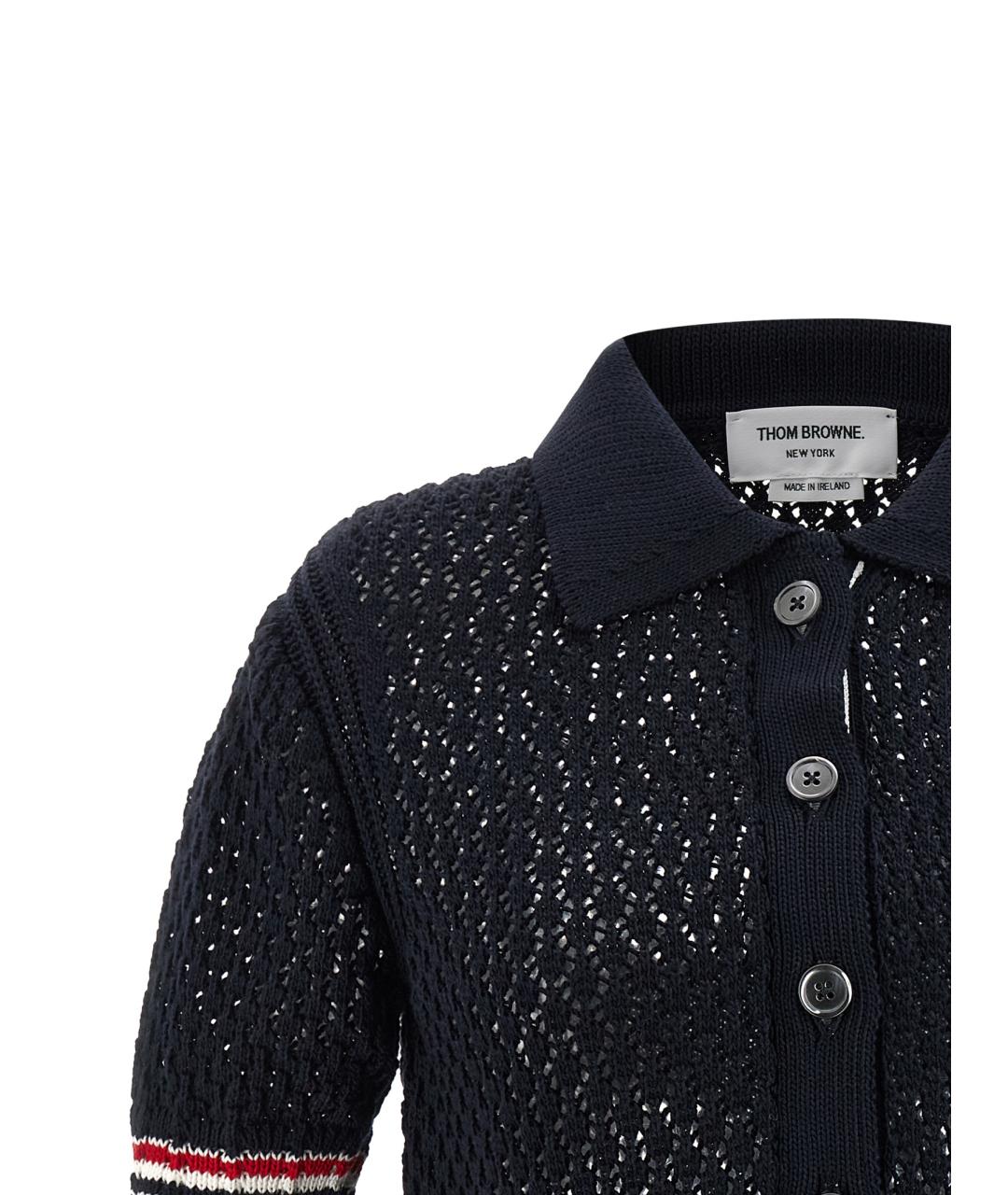 THOM BROWNE Темно-синий хлопковый кардиган, фото 3
