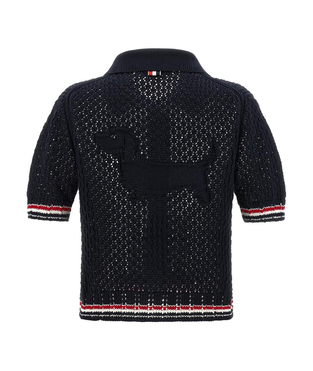 THOM BROWNE Темно-синий хлопковый кардиган, фото 2