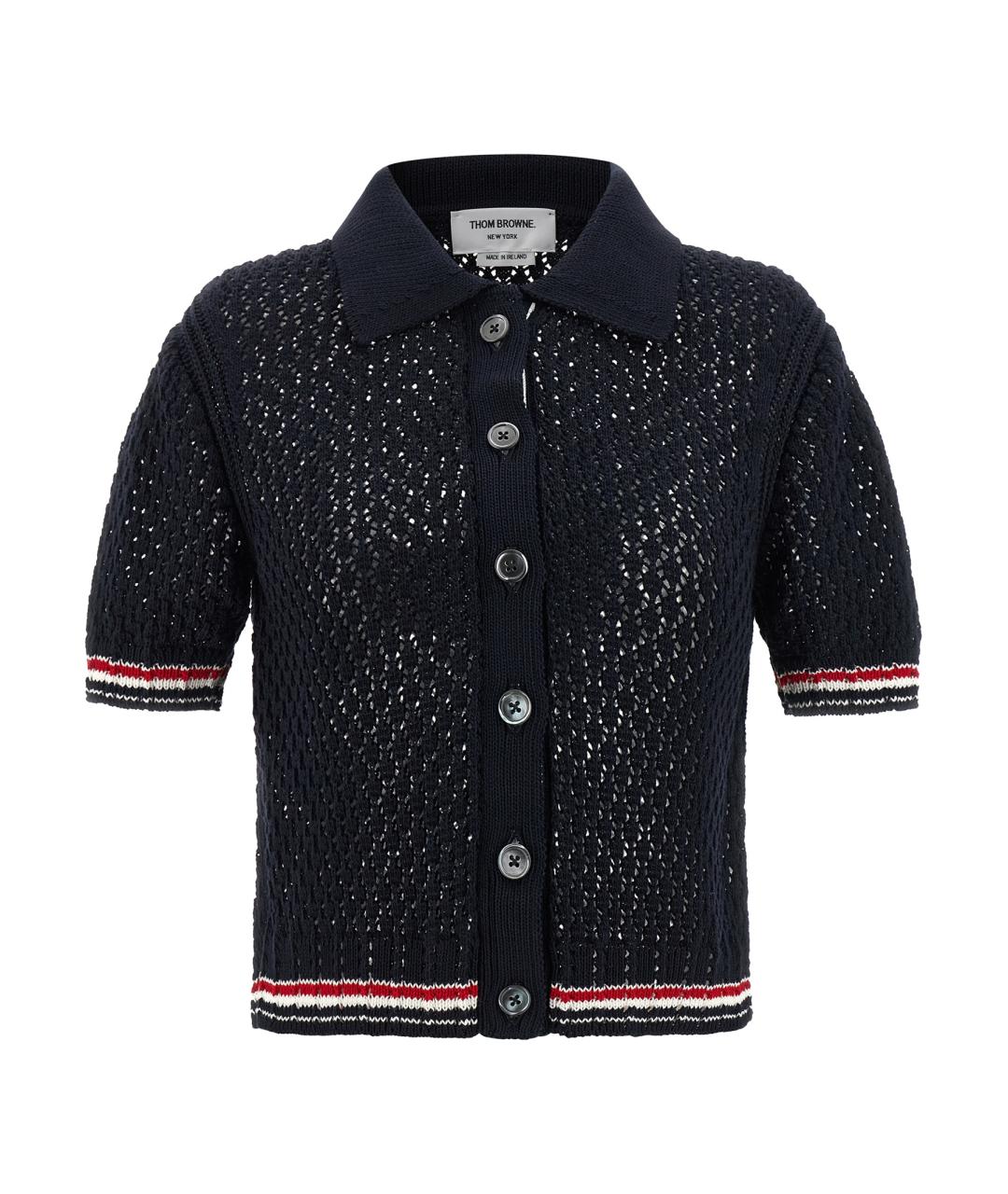 THOM BROWNE Темно-синий хлопковый кардиган, фото 1