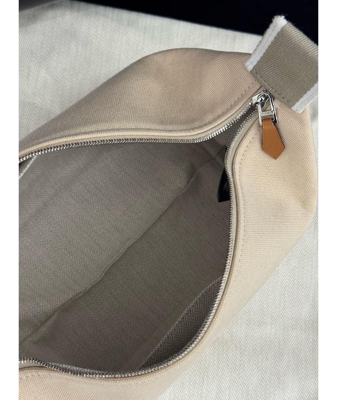 HERMES Бежевая хлопковая косметичка, фото 4