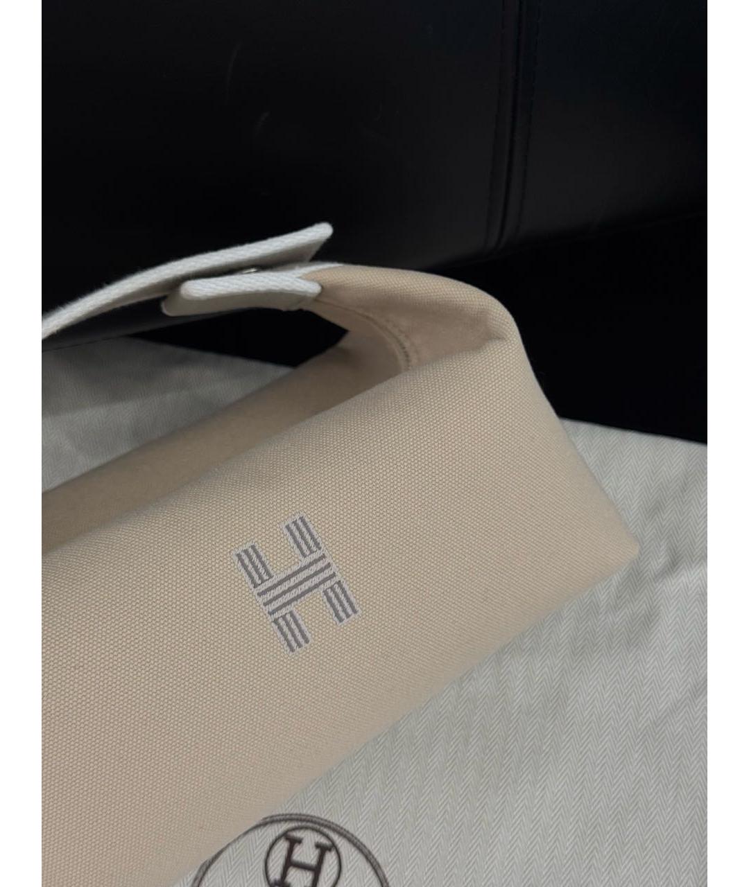 HERMES Бежевая хлопковая косметичка, фото 3