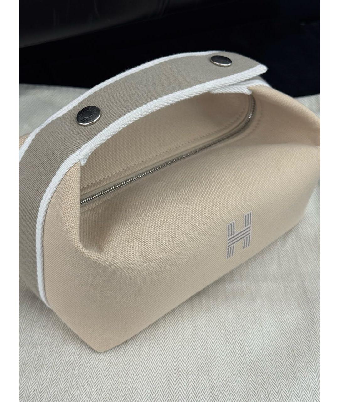 HERMES Бежевая хлопковая косметичка, фото 6