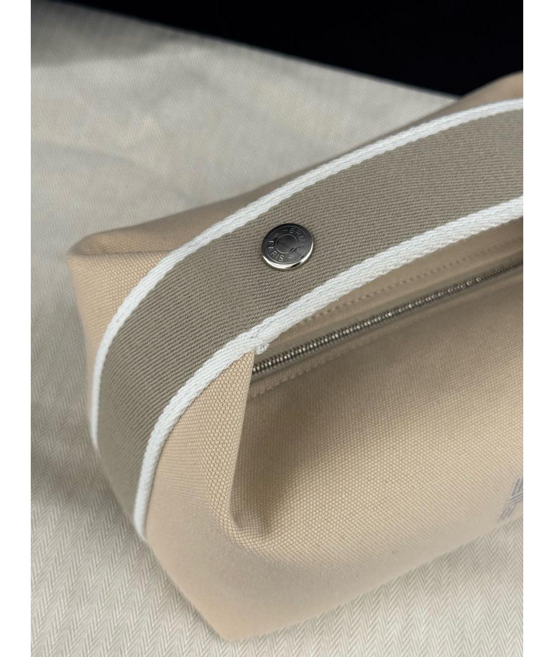 HERMES Бежевая хлопковая косметичка, фото 5