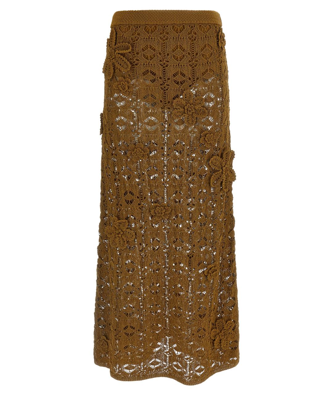 PINKO Коричневая хлопковая юбка миди, фото 1