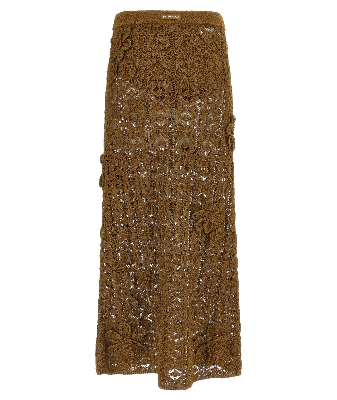 PINKO Коричневая хлопковая юбка миди, фото 2