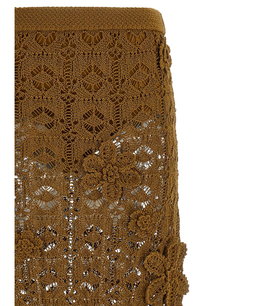 PINKO Коричневая хлопковая юбка миди, фото 3