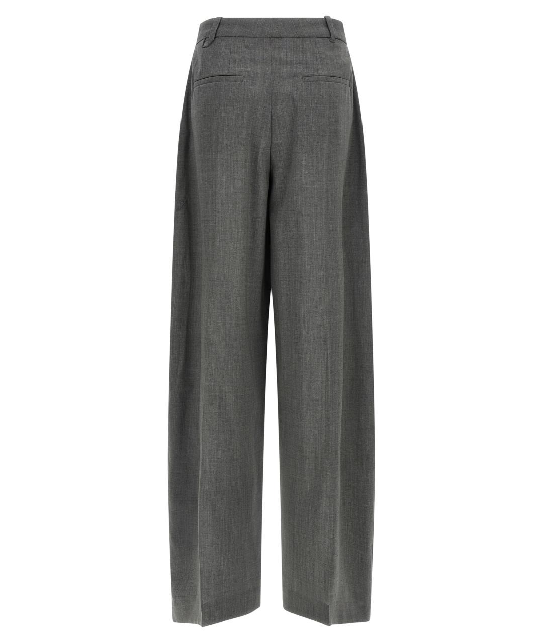 JACQUEMUS Серые шерстяные прямые брюки, фото 2