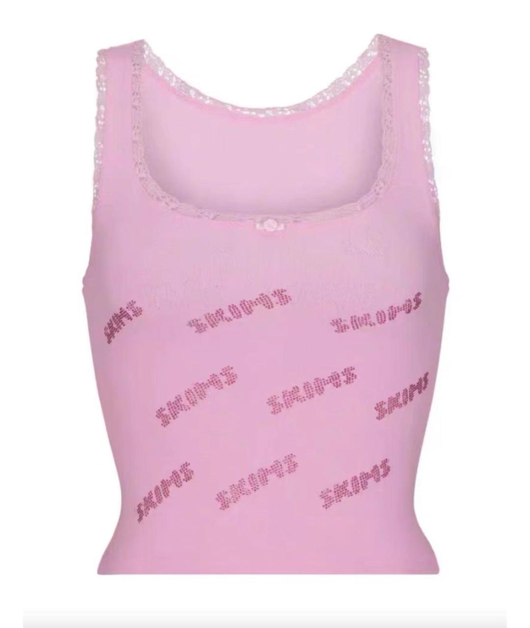 SKIMS Розовая хлопковая майка, фото 5
