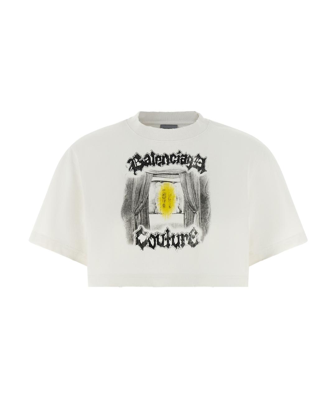 BALENCIAGA Белая хлопковая футболка, фото 1