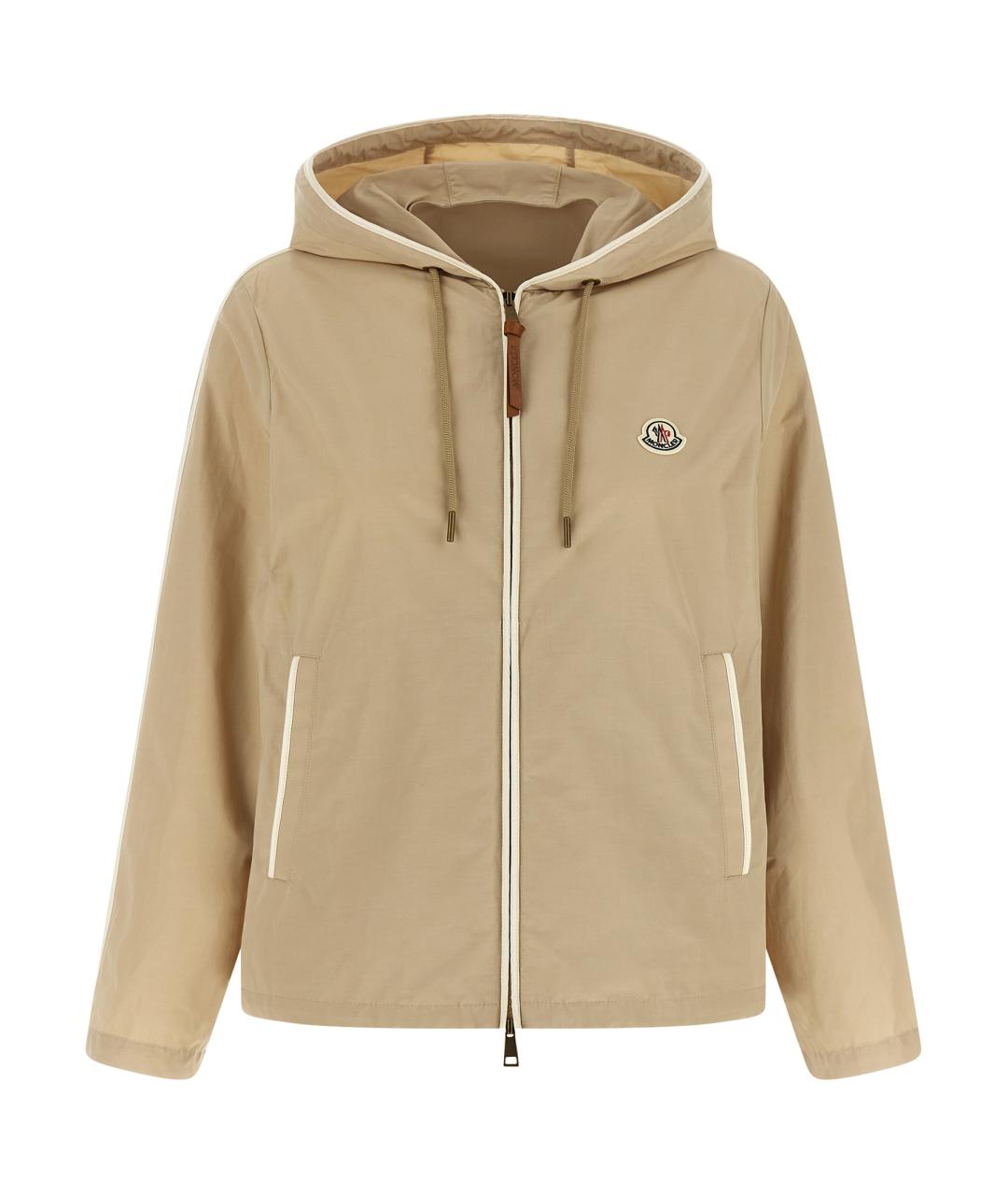 MONCLER Бежевая полиэстеровая куртка, фото 1