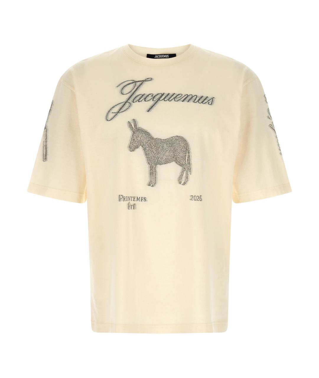 JACQUEMUS Бежевая хлопковая футболка, фото 1