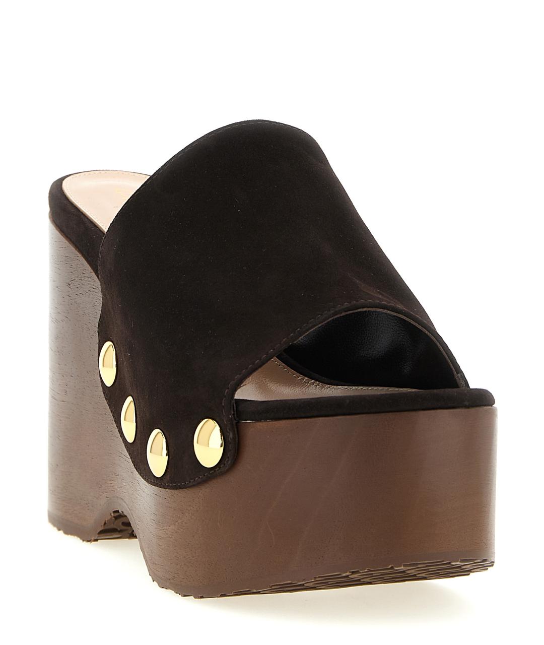 GIANVITO ROSSI Коричневые кожаные сабо, фото 2