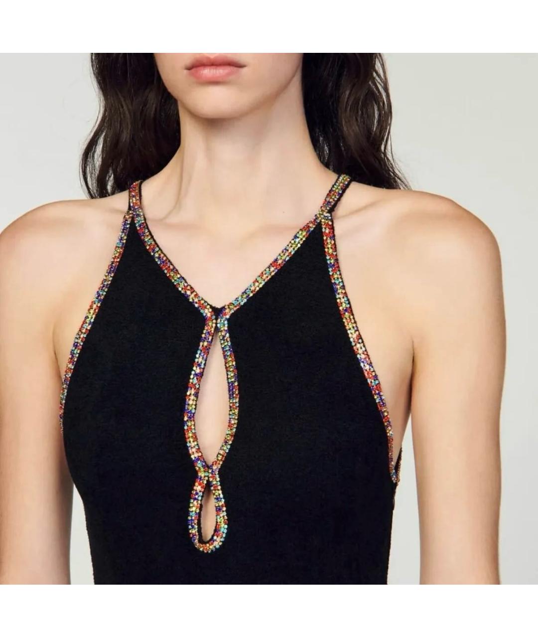 SANDRO Черное велюровое вечернее платье, фото 7