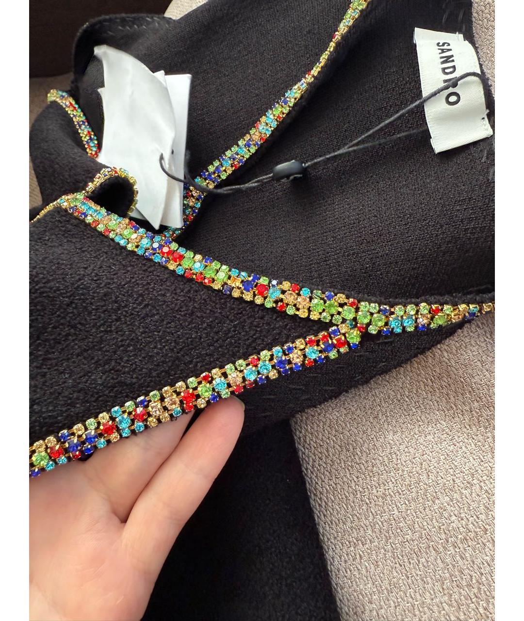 SANDRO Черное велюровое вечернее платье, фото 2