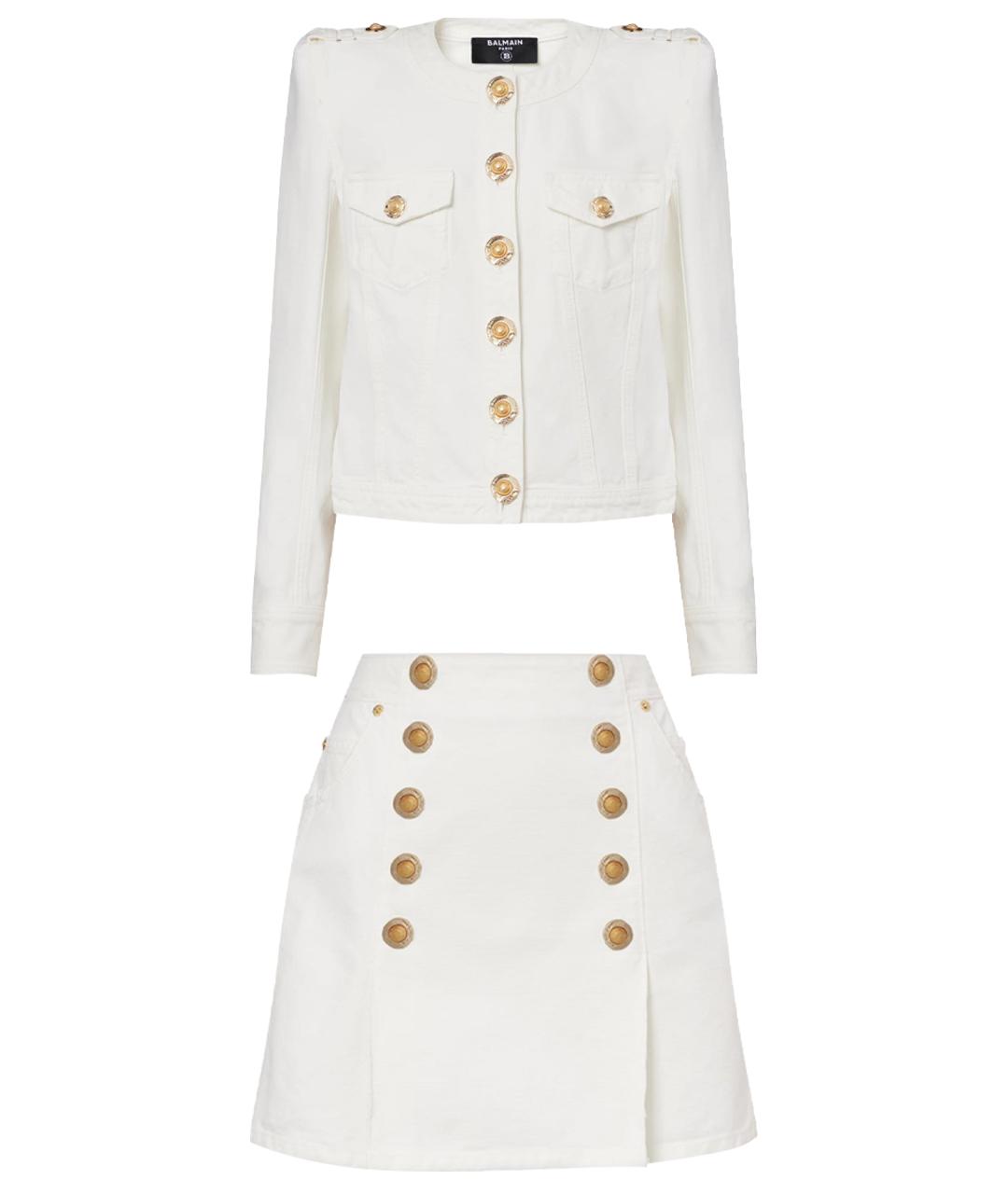 BALMAIN Белый хлопковый костюм с юбками, фото 1