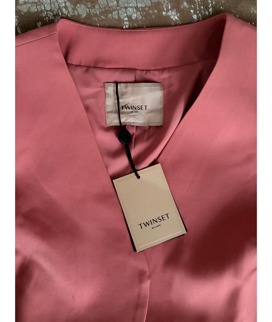TWIN-SET Коралловый полиэстеровый жакет/пиджак, фото 3