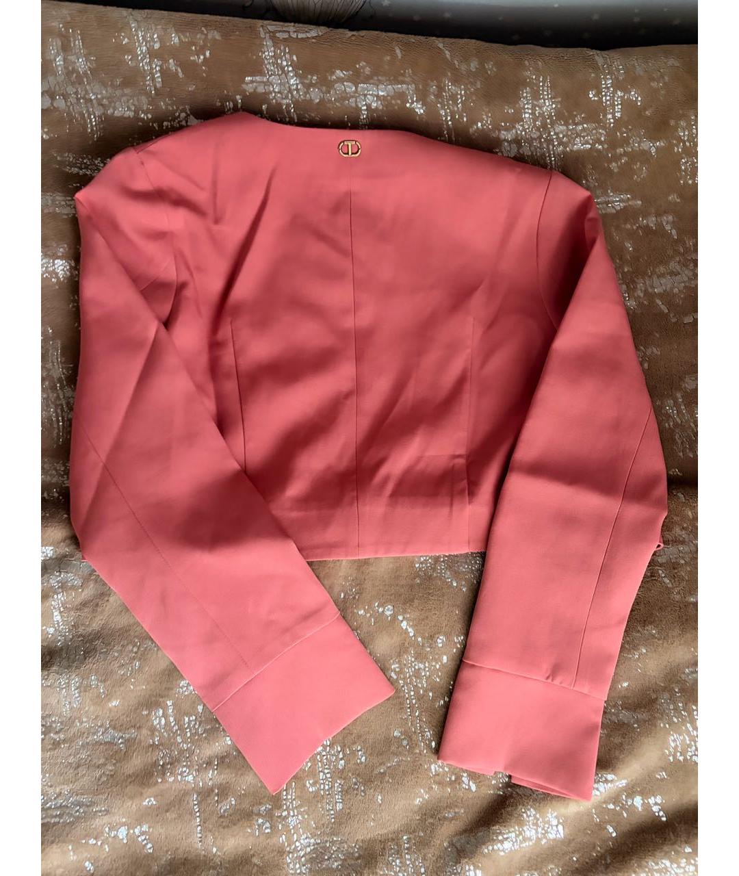 TWIN-SET Коралловый полиэстеровый жакет/пиджак, фото 2