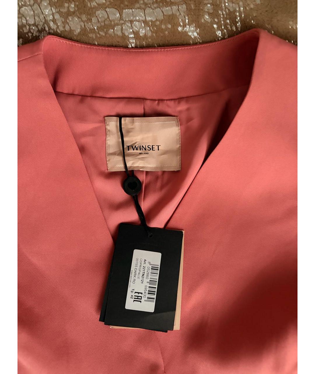 TWIN-SET Коралловый полиэстеровый жакет/пиджак, фото 4