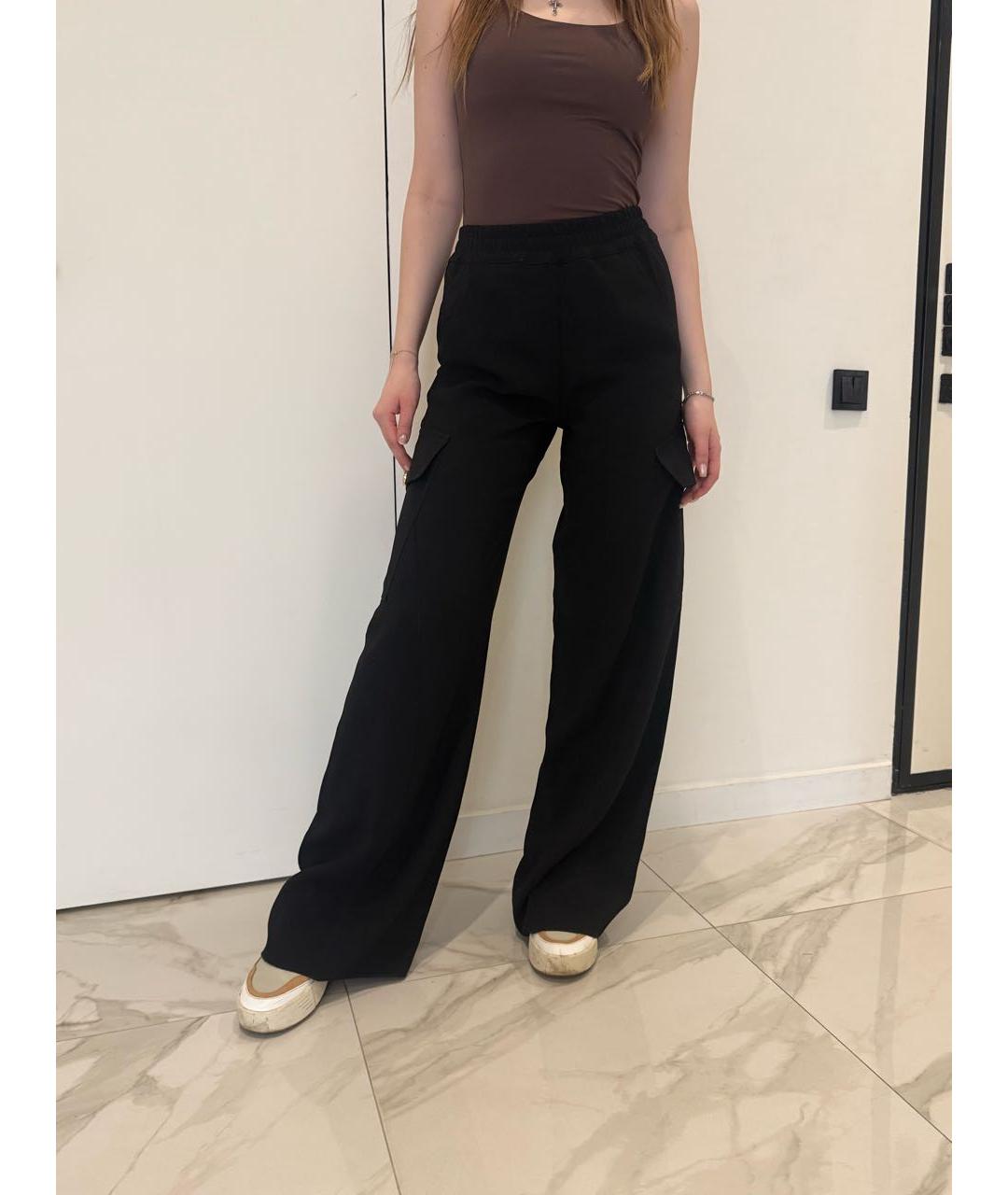 PINKO Черные полиэстеровые брюки широкие, фото 6