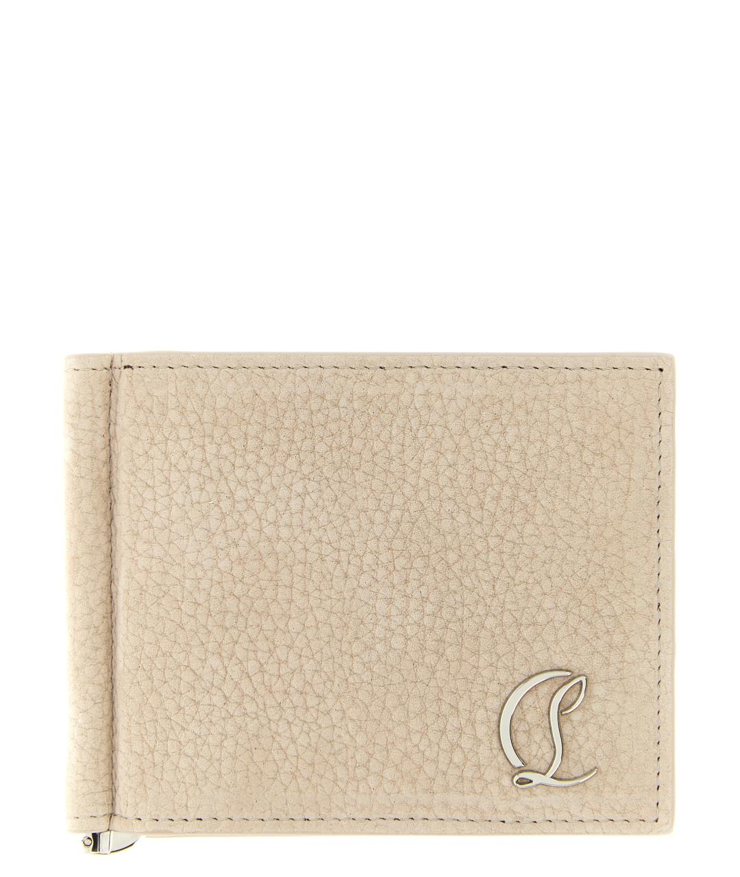 CHRISTIAN LOUBOUTIN Бежевый кожаный кошелек, фото 1