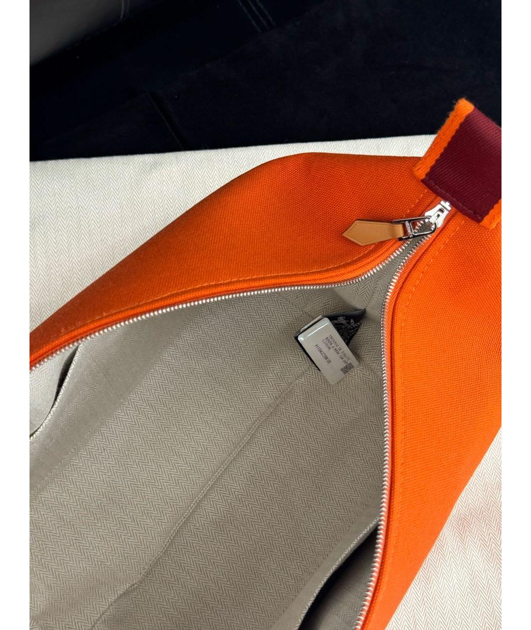 HERMES Оранжевая хлопковая косметичка, фото 5