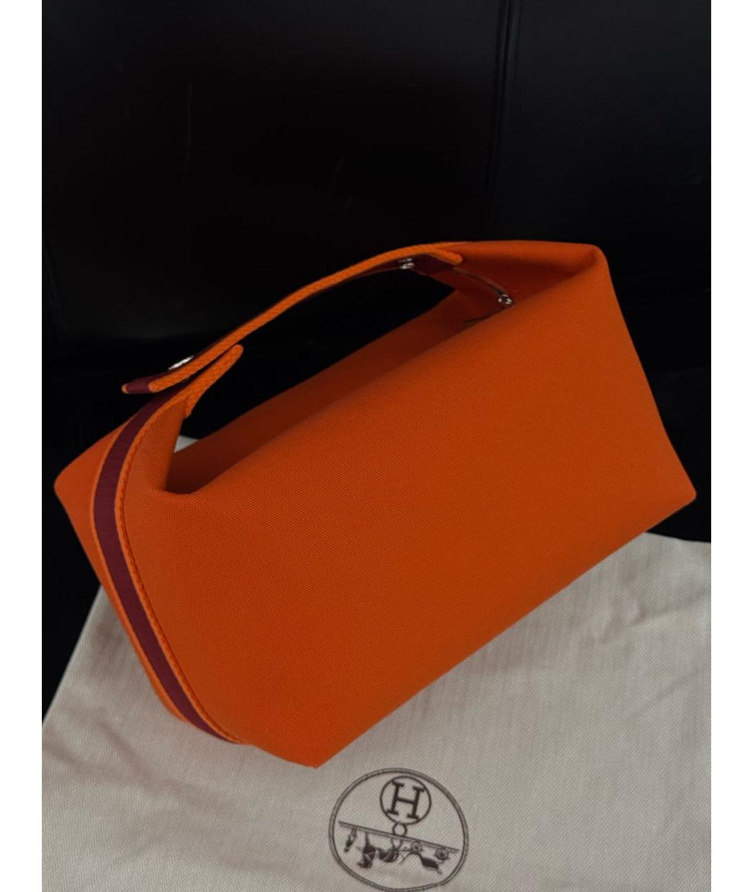 HERMES Оранжевая хлопковая косметичка, фото 3