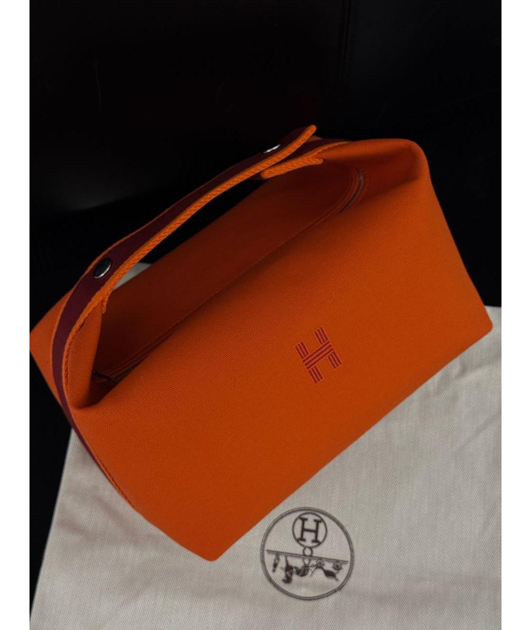 HERMES Оранжевая хлопковая косметичка, фото 2