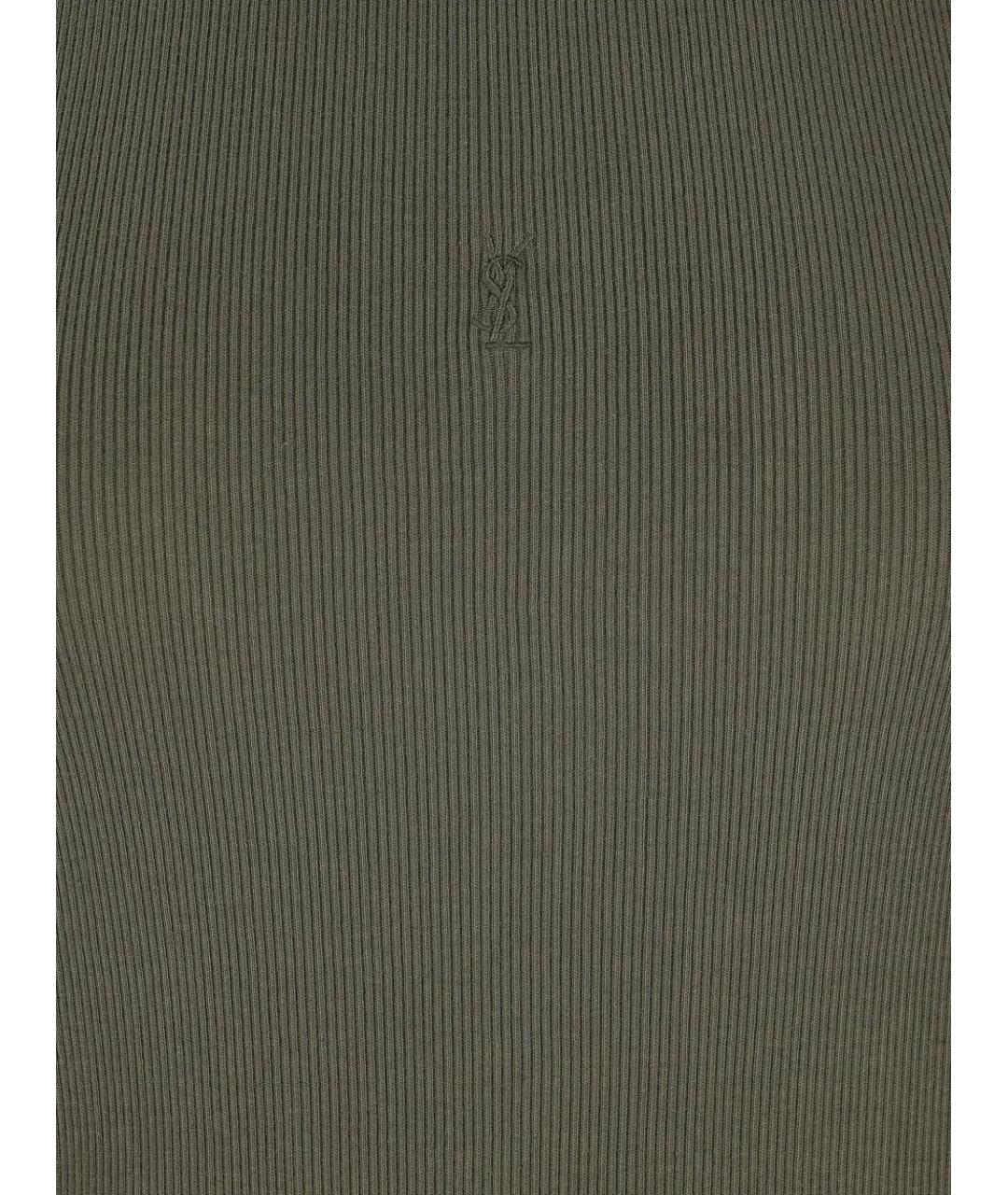 SAINT LAURENT Хаки хлопковая майка, фото 3