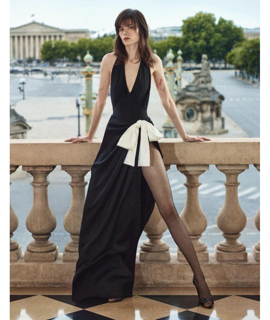 SAINT LAURENT Черная шелковая юбка макси, фото 4