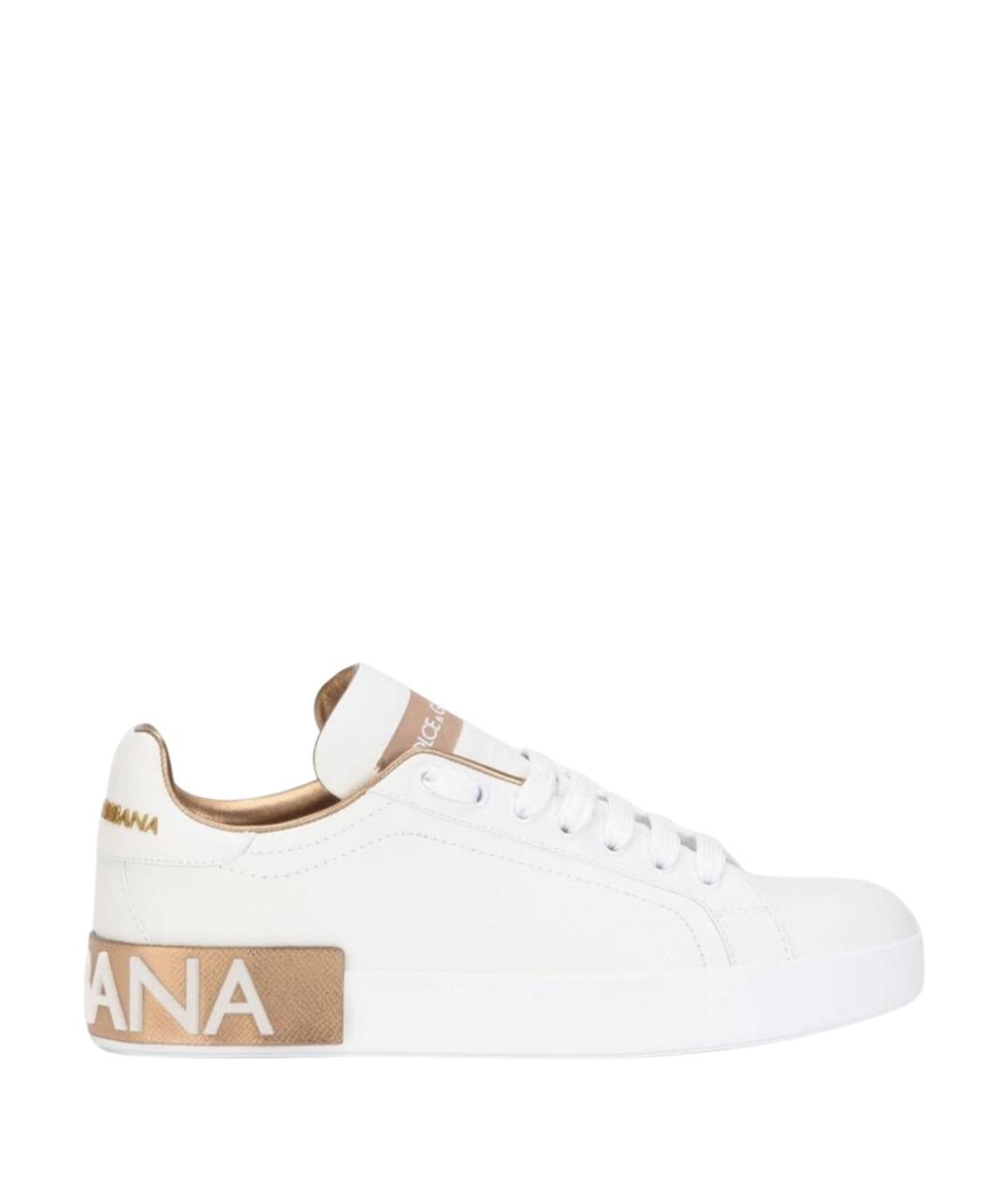 DOLCE&GABBANA Белые кожаные кеды, фото 1