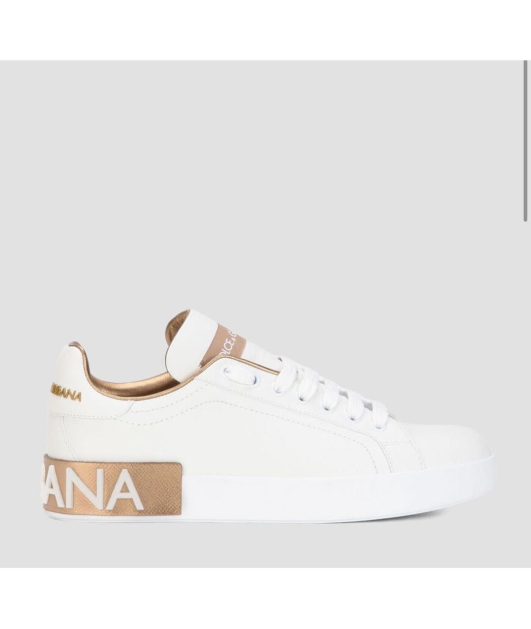 DOLCE&GABBANA Белые кожаные кеды, фото 5