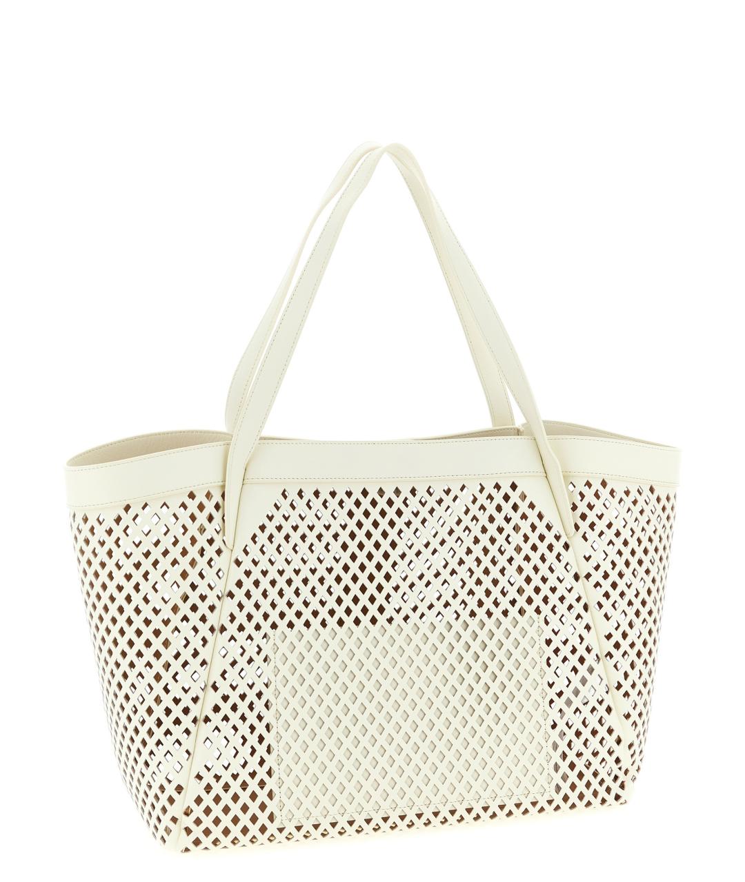 TWIN-SET Белая кожаная сумка тоут, фото 2