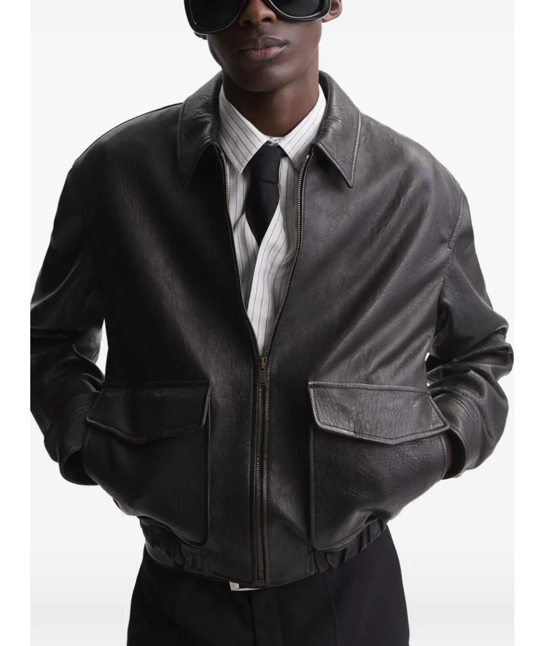 SAINT LAURENT Черная кожаная куртка, фото 2