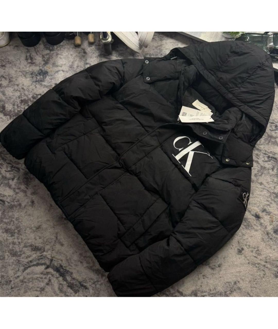 CALVIN KLEIN Черный полиэстеровый пуховик, фото 2