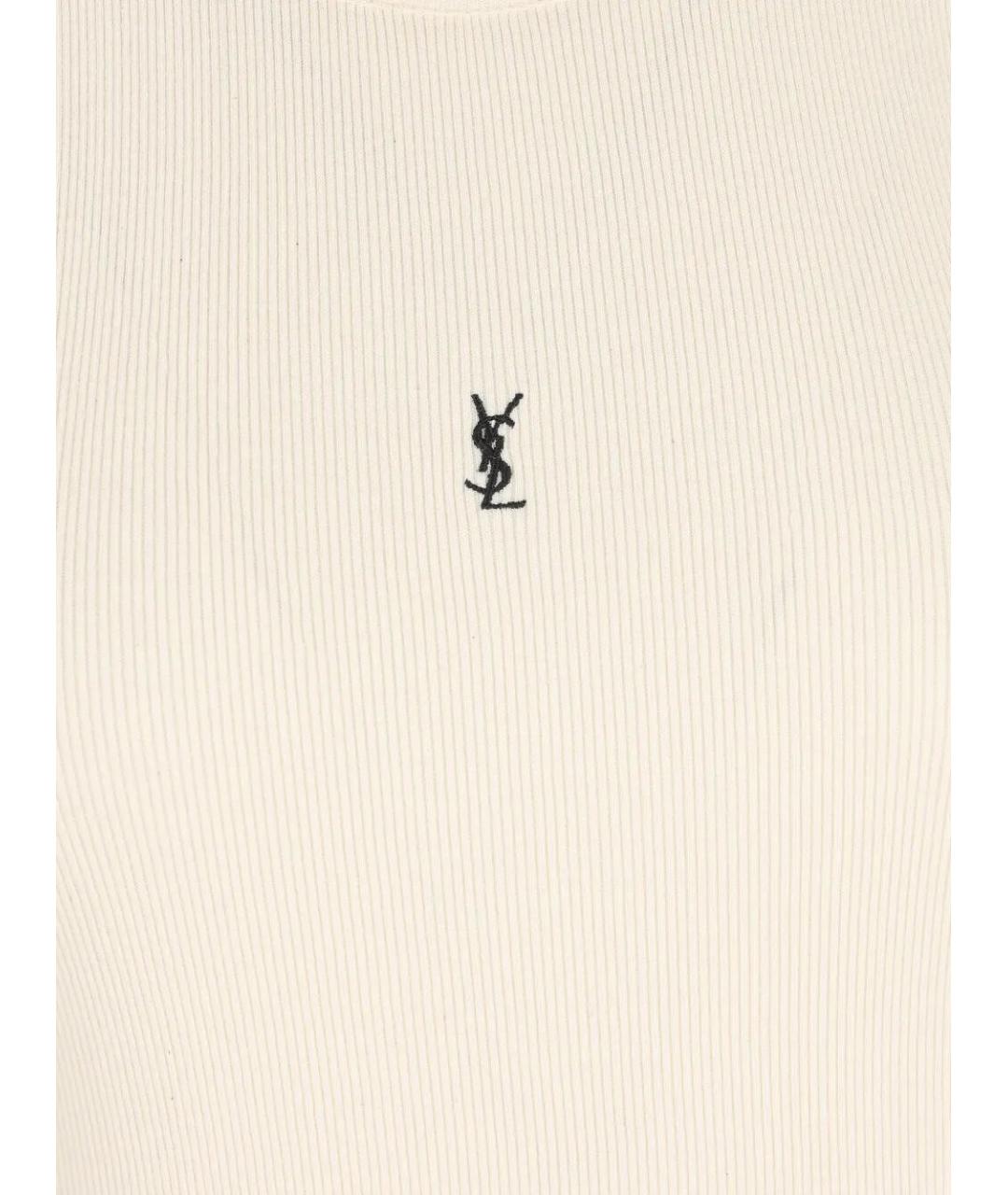 SAINT LAURENT Бежевая хлопковая майка, фото 3