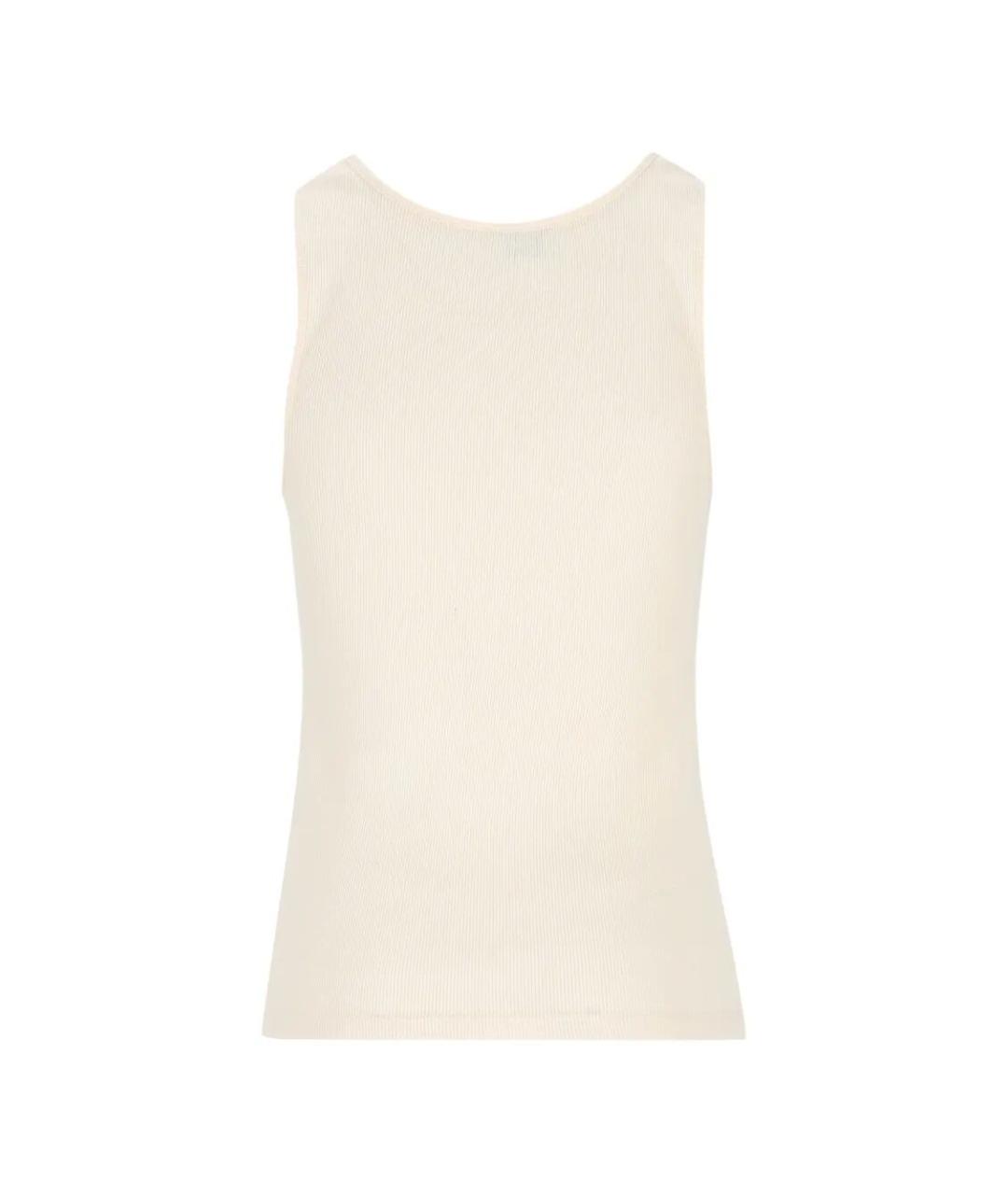 SAINT LAURENT Бежевая хлопковая майка, фото 2