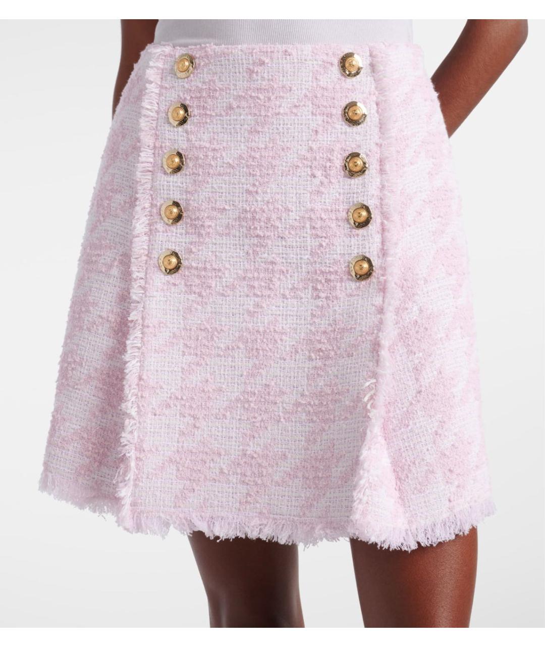 BALMAIN Розовый твидовый костюм с юбками, фото 4
