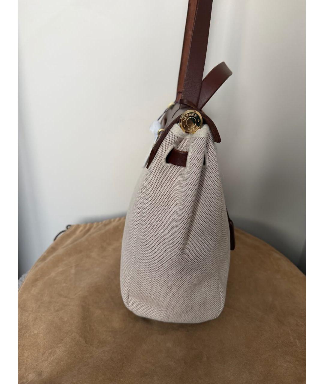 HERMES Бежевая кожаная сумка через плечо, фото 7