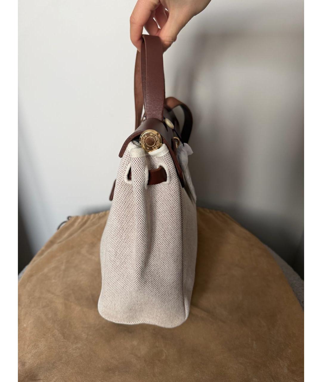 HERMES Бежевая кожаная сумка через плечо, фото 8