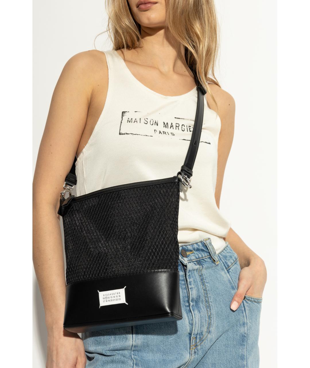 MAISON MARGIELA Черная кожаная сумка через плечо, фото 4