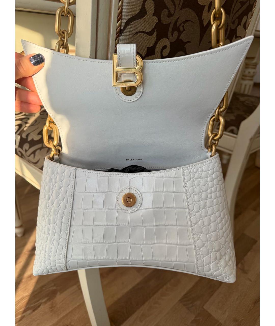 BALENCIAGA Белая кожаная сумка через плечо, фото 3