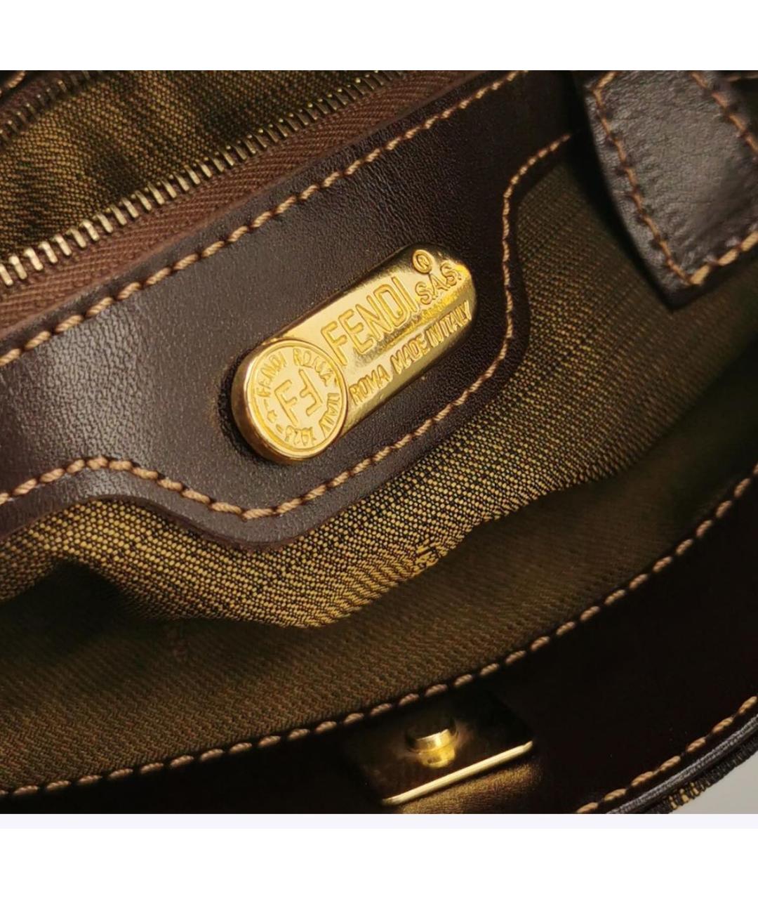 FENDI Коричневая тканевая сумка через плечо, фото 5