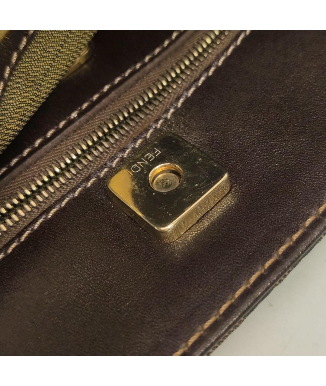 FENDI Коричневая тканевая сумка через плечо, фото 6