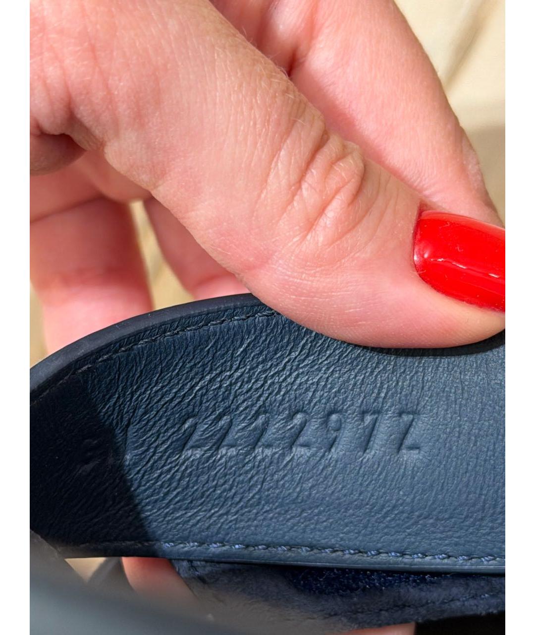 HERMES Темно-синие замшевые сандалии, фото 6