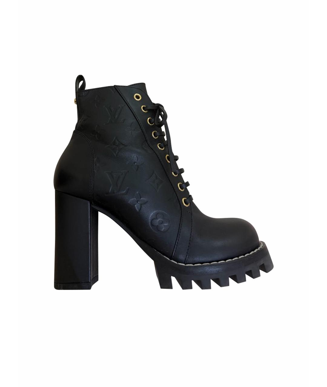 LOUIS VUITTON Черные кожаные ботинки, фото 1
