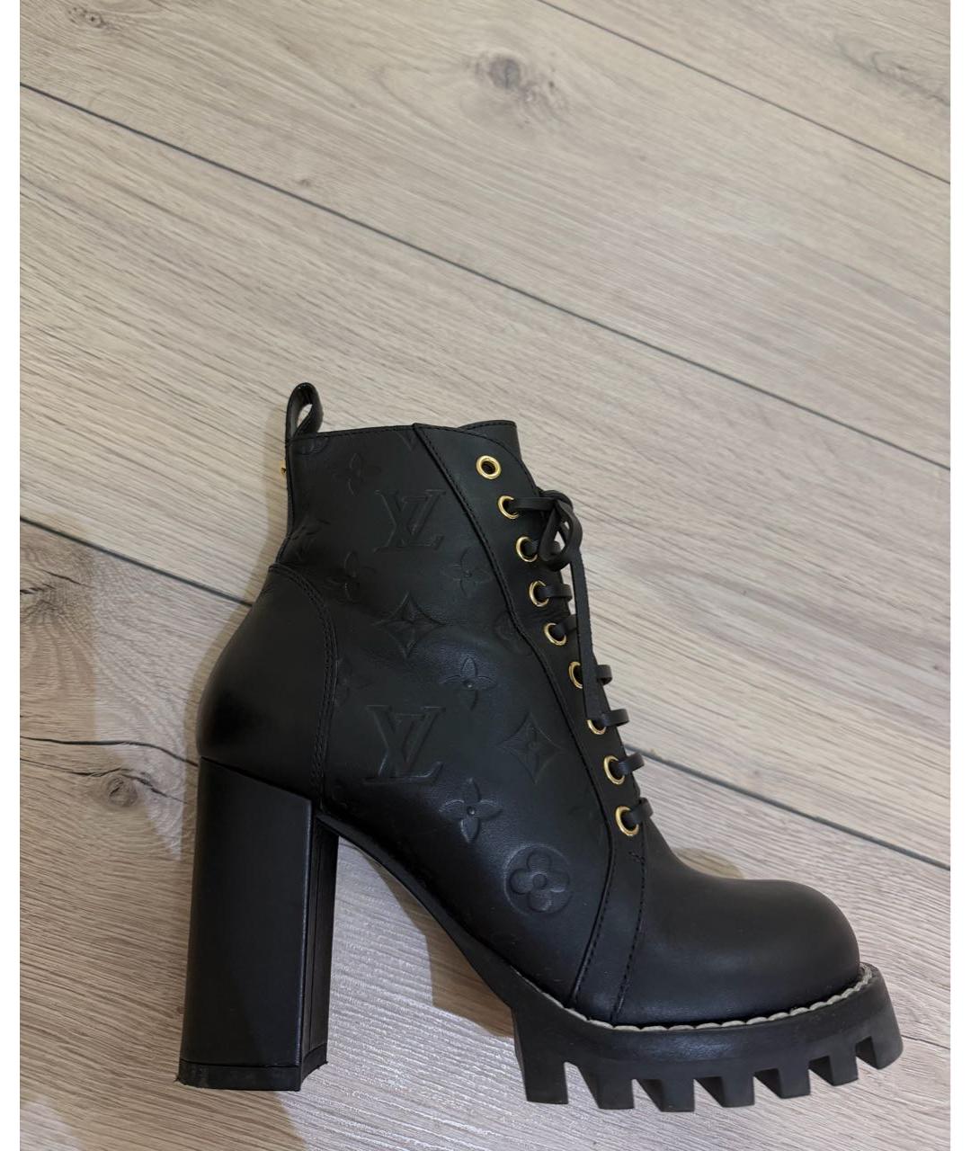 LOUIS VUITTON Черные кожаные ботинки, фото 4