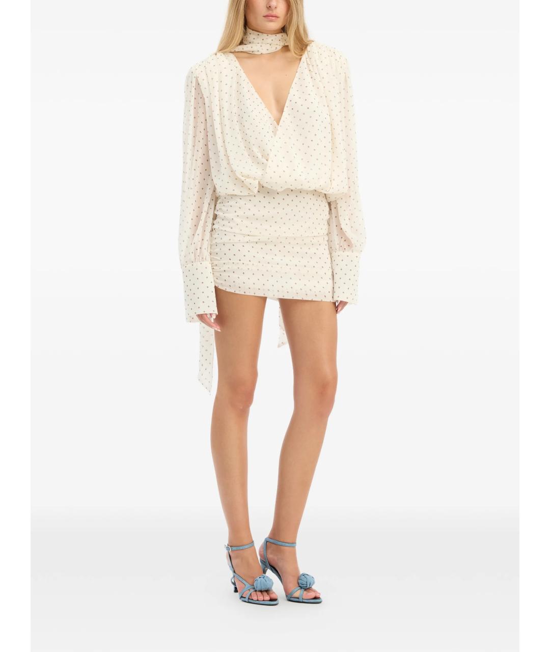 ROTATE Белое полиэстеровое повседневное платье, фото 2