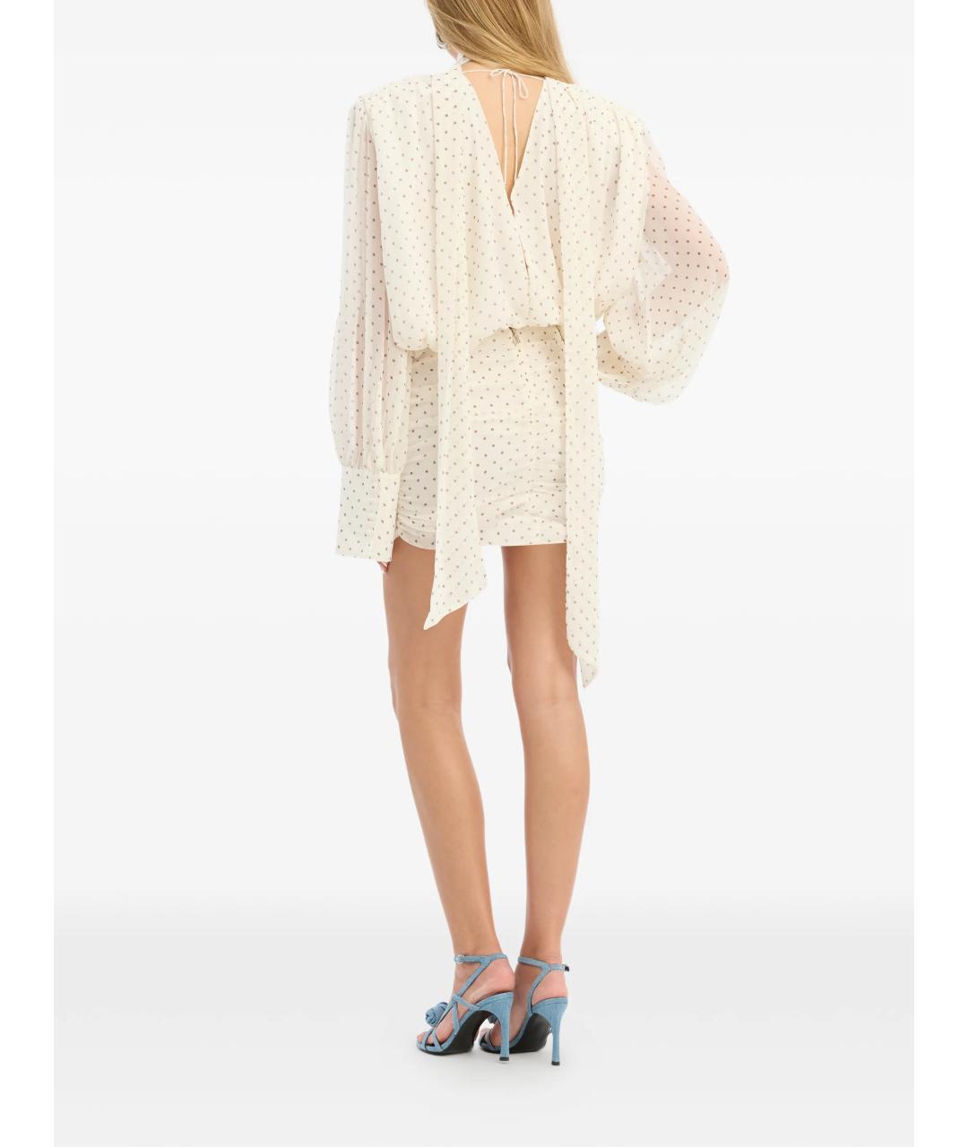 ROTATE Белое полиэстеровое повседневное платье, фото 3