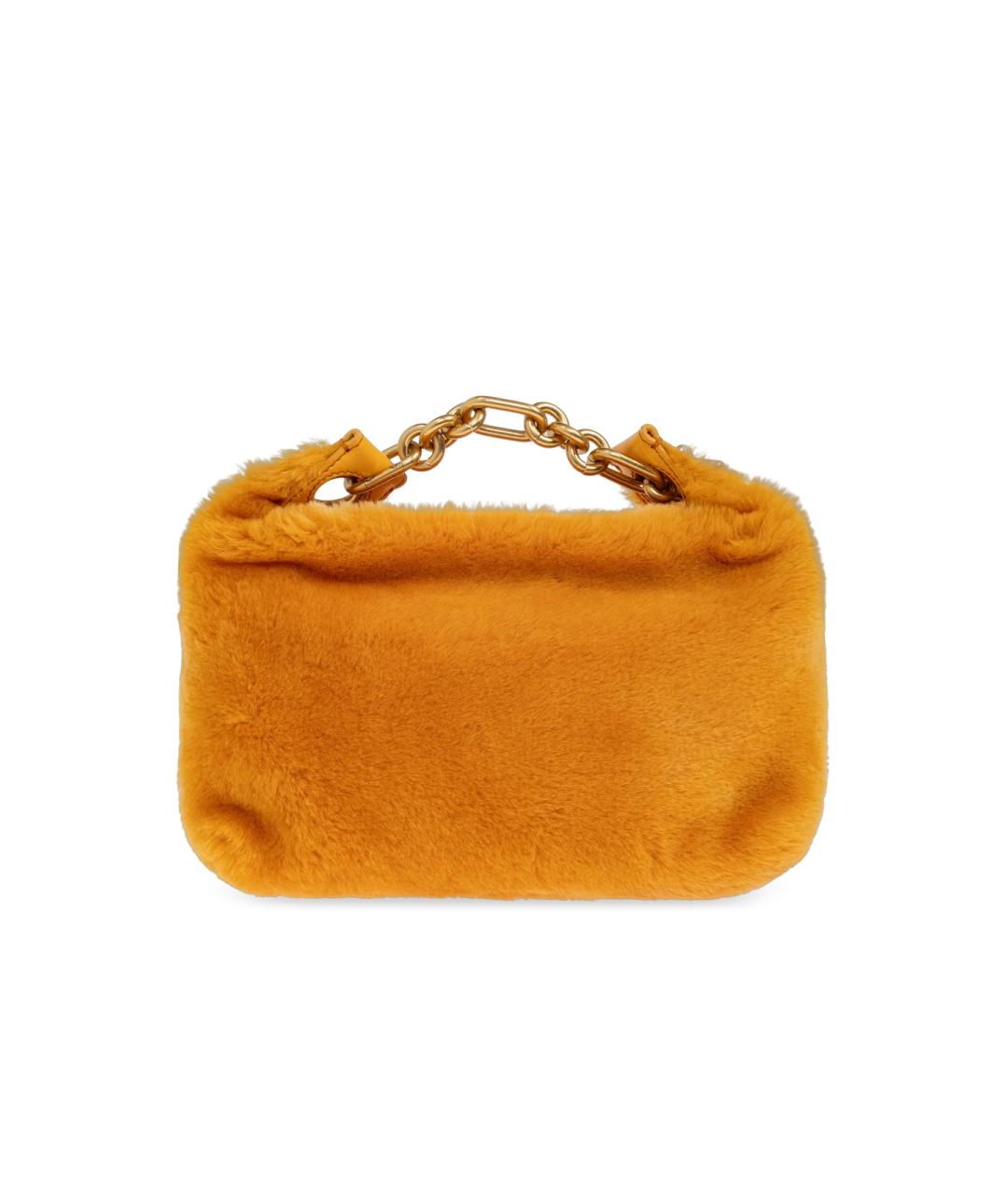 BALMAIN Оранжевая меховая сумка с короткими ручками, фото 3