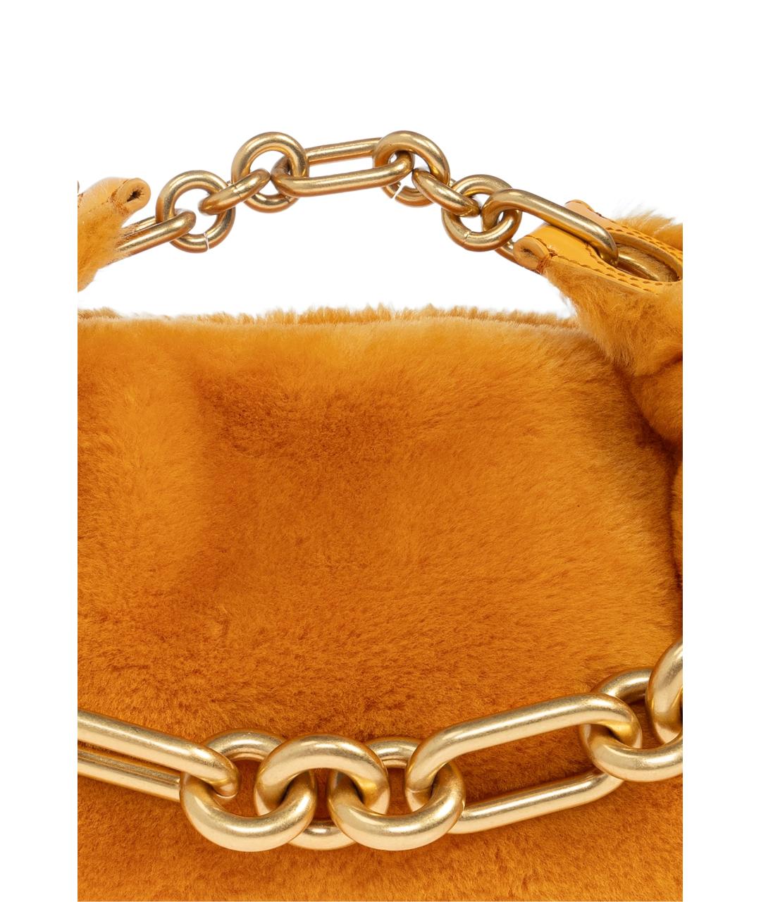 BALMAIN Оранжевая меховая сумка с короткими ручками, фото 6